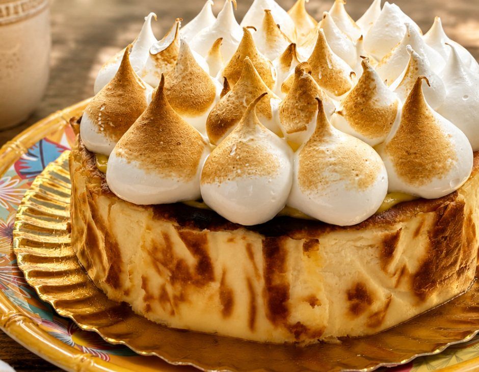 Tarta lemon pie con crema de limón y merengue suizo tostado a soplete